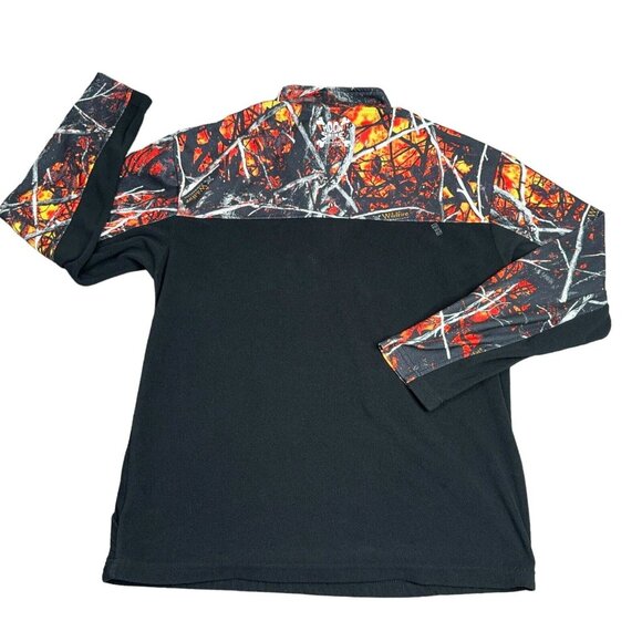 Moonshine Attitude Attire Fleece Mens Medium Red Black 1/4 Zip Wildfire Camo M - Picture 5 of 10